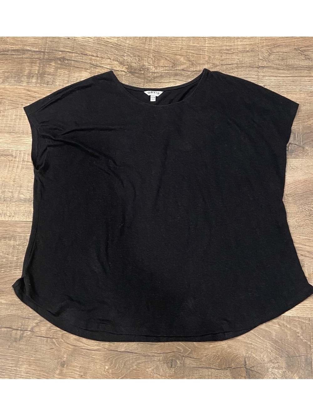 Orvis Womens XXL Black Cap Sleeve Basic Linen Blend Tee Shirt